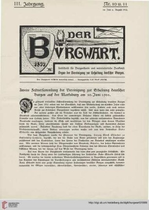 3: Zweite Festversammlung der Vereinigung zur Erhaltung deutscher Burgen auf der Marksburg am 20. Juni 1902