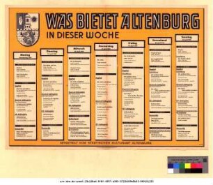 Originaltitel: Was bietet Altenburg in dieser Woche 18. April bis 24. April 1949 Mitgeteilt vom Städtischen Kulturamt Altenburg