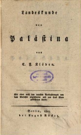 Landeskunde von Palästina