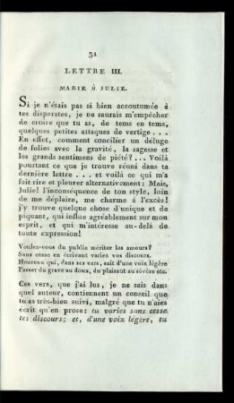 Lettre III. Marie à Julie.