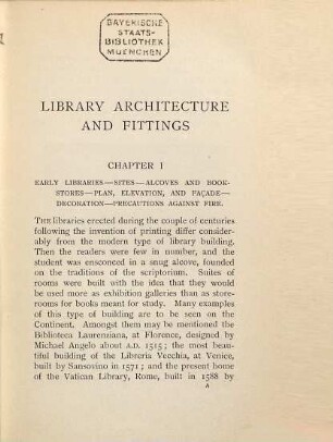 Library construction, architecture, fittings a. fourniture
