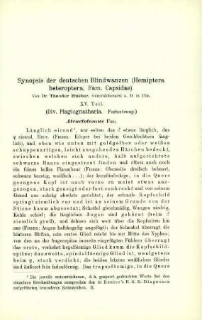 Synopsis der deutschen Blindwanzen (Hemiptera heteroptera, Fam. Capsidae). XV. Teil. (Div. Plagiognatharia. Fortsetzung)