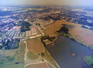 Wohngebiet in Limbach-Oberfrohna-Pleißa : Blickrichtung Norden vom "Großen Teich" zur Innenstadt