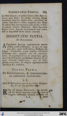 Dissertatio Tertia. De Ratiocinatione.