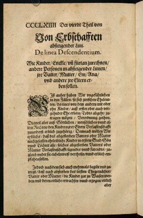 CCCLXIII-CCCLXXIII, Von Erbschafften absteigender Lini. - Von Erbschafften auffsteigender Linien.