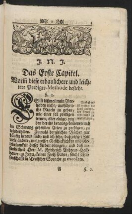 Das Erste Capitel. Worin diese erbauliche und leichtere Prediger-Methode bestehe.