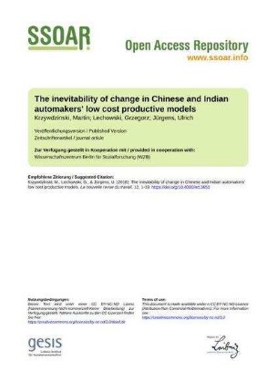 The inevitability of change in Chinese and Indian automakers' low cost productive models