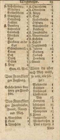 Von Franckfurt gen zweybrücken, Avoult, Nancy und Metz
