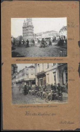 Motorradfahrer am alten Klosterturm von St. Amand