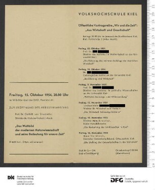 Beilage zum Programm 3. Trimester 1954