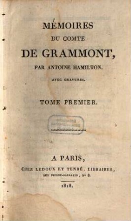 Mémoires du comte de Grammont. 1