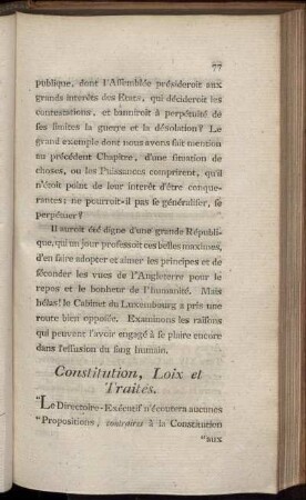 Constitution, Loix et Traités.