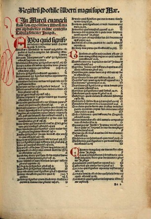 Super Matthei Euangeliare postilla Alberti magni : Opus preclarissimum postillar[um] diui Alberti Magni Ratisponen[sis] dum vixit Ep[iscop]i, summi et incomparabilis Theologi, sup[er] Quattuor Eua[n]gelia ..., [2]. Super Marci Euangeliare Postilla Venerabilis domini: Domini Alberti magni Ratispone[n]sis quonda[m] Episcopi. Ordinis Predicator[um]