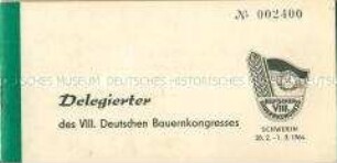Ausweis für Delegierte des 8. Bauernkongresses (blanko)