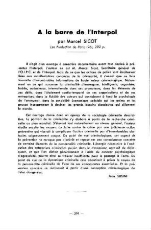 200, A la barre de l'Interpol, par Marcel Sicot