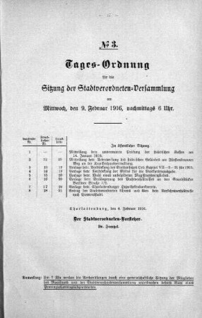 Tages-Ordnung, 09. Februar 1914