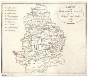 Karte vom Königreich Baiern mit den Kreisen und Landgerichten