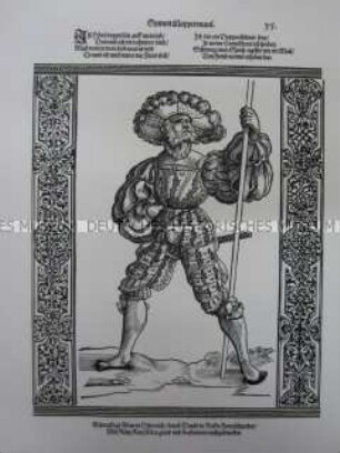 Kriegerdarstellung, Landsknecht mit Spieß, 1510/1530.