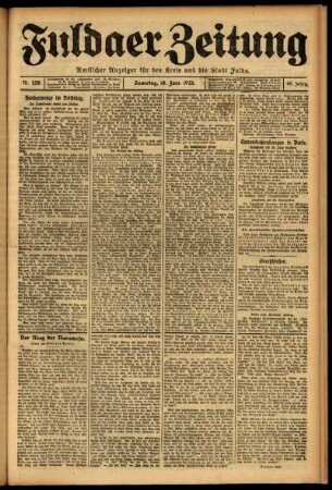 Erste Ausgabe vom Samstag, den 18. Juni 1921.