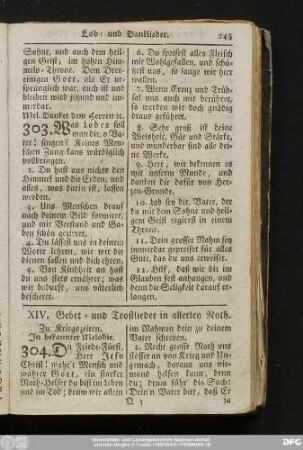 XIV. Gebet- und Trostlieder in allerley Noth.