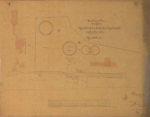Situationsplan des auf dem Grundstuck der städtischen Gasanstalt anzulegenden neuen Gasometers.