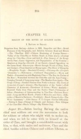 Chapter VI. Region of the River of Golden Sand. I. Bat'ang to Sha-Lu