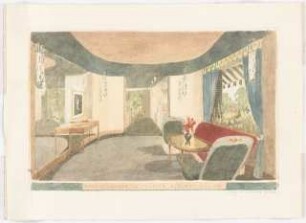 Wohnhaus Schwebes, Berlin-Dahlem: Kleiner Salon. Perspektivische Ansicht