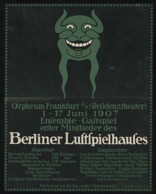 Gastspiel erster Mitglieder des Berliner Lustspielhauses im Orpheum Frankfurt am Main