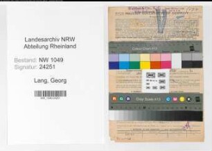 Entnazifizierung Georg Lang , geb. 26.04.1908 (Monteur)