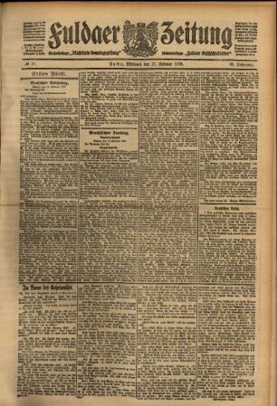Erste Ausgabe vom Mittwoch, den 17. Februar 1909.