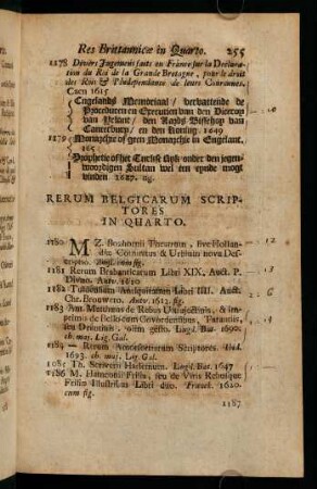 Rerum Belgicarum Scriptores In Quarto.