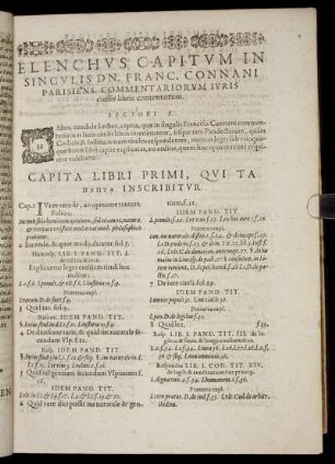 Elenchus Capitum In Singulis [...]