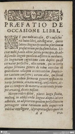 Praefatio De Occasione Libri