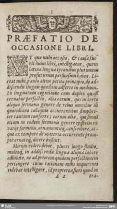 Praefatio De Occasione Libri