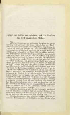 Vorwort zur zwölften und dreizehnten, nach den Lehrplänen von 1901 umgearbeiteten Auflage
