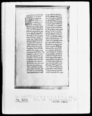 Bernardus, Sermones in Contica Canticorum — Initiale T, Folio 8verso