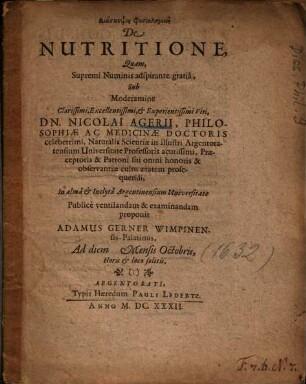 Diaskepsis Physiologikē De Nutritione
