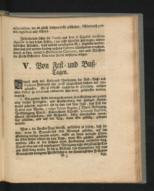 V. Von Fest- und Buß-Tagen.