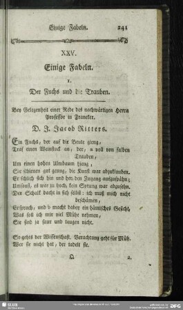 XXV. Einige Fabeln