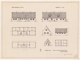 Siedlungshaus, Preußisch Friedland: Grundrisse, Ansichten
