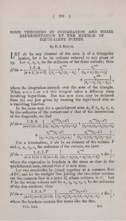 Some theorems in integration and their representation by the method of equivalent points.