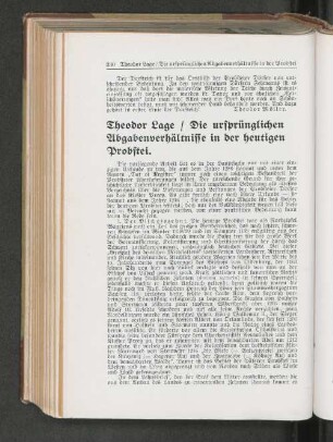 Theodor Lage / Die ursprünglichen Abgabeverhältnisse in der heutigen Probstei