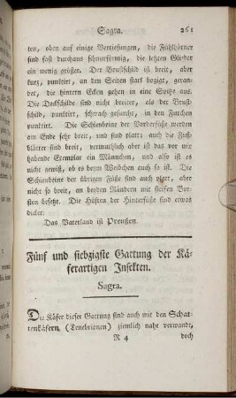 Fünf und siebzigste Gattung der Käferartigen Insekten. Sagra.