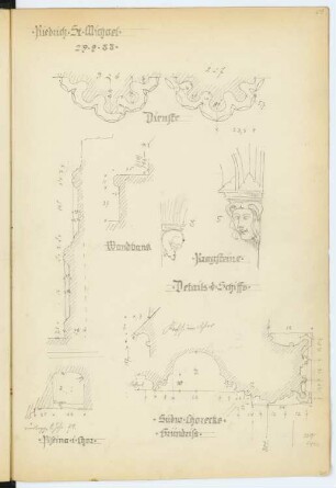 St. Michaelskapelle, Kiedrich: Details (aus: Skizzen- und Fotoalbum 2)