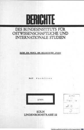 Daten zum Profil der bulgarischen Jugend
