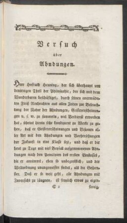 Versuch über Ahndungen