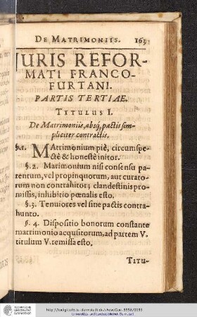 Juris Reformati Francofurtani Partis Tertiae