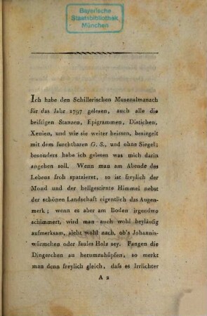 Anhang zu Friedrich Schillers Musen-Almanach für das Jahr 1797