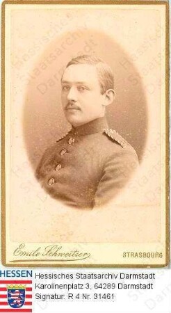 Appel, Ernst (1861-1929) / Porträt in Uniform, Brustbild in Medaillon, rechtsvorblickend