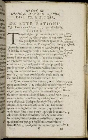 Disp. XX. & Ultima, De De Ente Rationis.